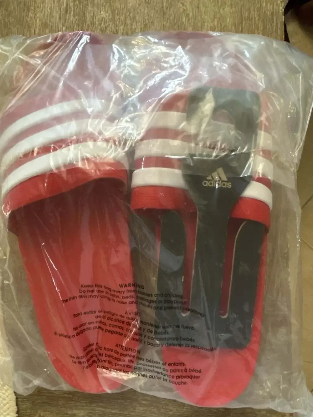 Adidas Adilette Shower Slides Men's Size 18 Vivid Red White Stripes Brand New